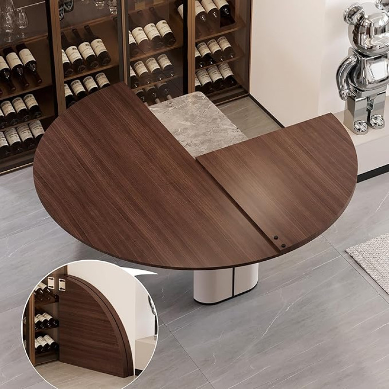 Foldable Round Dining Table Top for 10 to 20 People, 120 x 200 cm Diameter, Wooden Table Top, Space Saving Design (160cm)