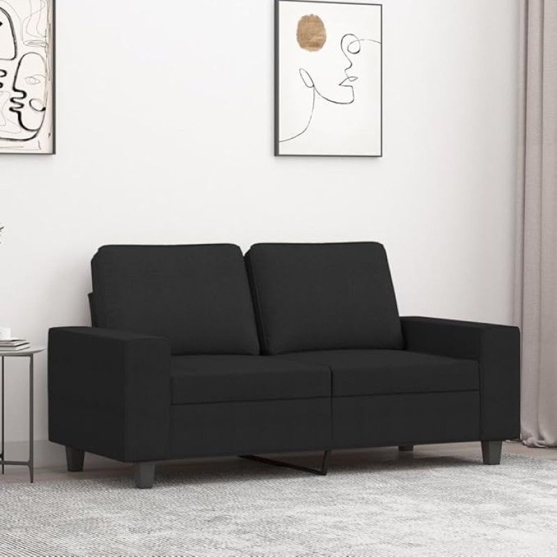 ShGaxin 359387 Dvivietė sofa, juoda, 120 cm, audinys, poilsio sofa, sofos ir kušetės, relaksacinė sofa, sofa svetainei, sofa su miego funkcija