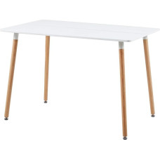 Rectangular Scandinavian Dining Table with MDF Table Top, Beech Wood for Dining Room, Living Room, Office, 110 x 70 x 74 cm, White