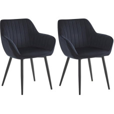 Colenis Dining Room Chairs, Set of 2, Kitchen Chairs, Velvet Chairs with Backrest, Padded, Velvet Seat, Metal Legs, Maximum Load 120 kg, for Kitchen, Living Room, Dining Room, Bedroom, Black, Luna