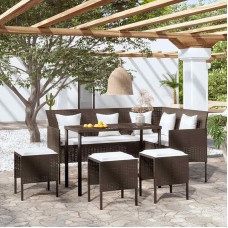 5-TLG. L-Form Gartenmöbel Sofagarnitur mit gepolsterten Kissen aus PE-Rattan und pulverbeschichtetem Stahlrahmen Garten-Lounge-Set
