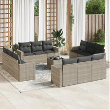 Gartensofa Set mit Stauraum und wasserabweisendem Beutel - 13-TLG. Garten-Sofagarnitur in Schwarz aus Poly Rattan mit Kissen