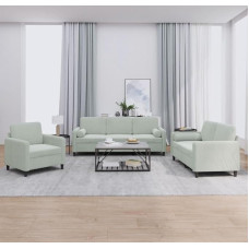 3201954 3-Piece Sofa Set with Cushions Light Grey Velvet, Lounge Sofa, Sofas & Couches, Relax Sofa, Couch for Living Room, Couch with - 3201954