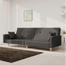 Sofa-lova 2 sėdimų vietų su 2 pagalvėlėmis, tamsiai pilkas audinys, poilsio sofa, sofos ir kušetės, poilsio sofa, sofa svetainei, sofa su miego funkcija - 375742