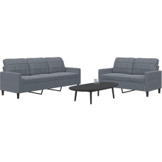 2-TLG. Sofagarnitur, Dunkelgrau Samt, Metallgestell, 137/197 cm Breite, für Wohnzimmer, Komfortable Couch Lounge Möbel Set
