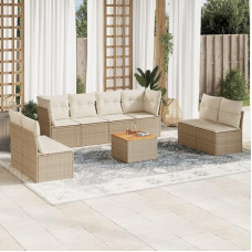 gartenlounge gartenlounge Lauko gartenlounge Rinkinys terassenmöbel außen12-tlg. Garten-Sofagarnitur mit Kissen Beige Poly RattanGeeignet für Schlafzimmer