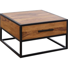 Wohnling WL5.623 Kavos staliukas Medžio masyvo/metalo sofos staliukas 65 x 38 x 65 cm Šešmedžio dizaino svetainės stalas Pramoninis rudos spalvos dizaino medinis staliukas Kavos staliukas Solidus svetainės staliukas