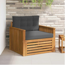 Lauko sofa iš masyvaus akazienholco ir poliesterio, modernus terasos baldas (Terrassenmöbel Set als Gartenmöbel Akazienmöbel Akazienholz modern)