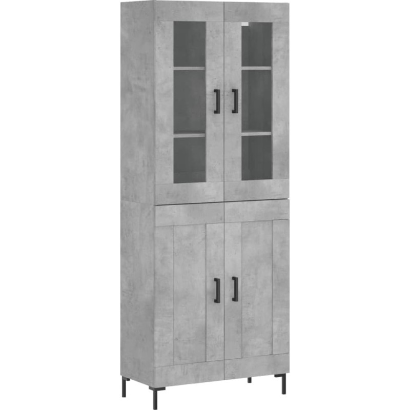 vidaXL Highboard Betoninė pilka 69,5 x 34 x 180 cm Medienos medžiaga