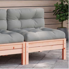 Garten-Ecksofa modular aus Kiefernholz Massivholz mit Grauen Kissen als Outdoor-Lounge-Set für die Flexible Gestaltung