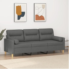 3200830 3-vietė sofa su dekoratyvinėmis pagalvėlėmis Tamsiai pilka 180 cm audinys, Sofos ir kušetės, Sofa svetainė, Sofa paauglių kambariui, Sofa poilsiui, Sofa miegamajam, Miegamojo sofa, Minkšta sofa