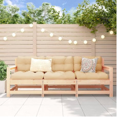Modulares Gartensofa Kiefernholz als Garten-Ecksofa aus Massivholz Kiefer für die Terrasse mit massivem Kiefer Gartenmöbel Set in Latten-Design 3-TLG.