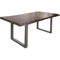 Massivmoebel24.de Freeform 5 Akacijų medžio stalas 220 x 100 x 77 Pilka lakuota / U formos kojos Matinis sidabras