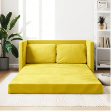 Grindų sofa su miego funkcija, tamsiai geltona, 122 x 204 x 55 cm, aksomas, poilsio sofa, sofos ir kušetės, poilsio sofa, svetainės sofa - 353963