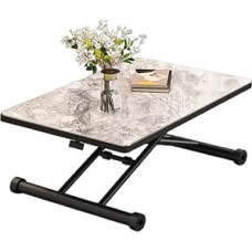 Klappbarer Couchtisch, zum Esstisch umgebaut, höhenverstellbares Design mit Holzplatte und robusten Metallkreuzbecken, platzsparend und funktional