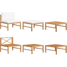 Teakholz Sofa Mittelteil mit Creme Kissen für Garten und Terrasse als Gartenmöbel Teak Sofa