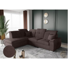 FRIDERIK-EU Kampinė sofa su miego funkcija ir lovos dėže [Kairė - Ruda] Svetainės baldai, Sofos ir sofos, Kampinė sofa, Kampinė sofa su miego funkcija, Sofa lova su lovos dėže