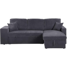 habitat et jardin Axel Apverčiama kampinė sofa su miego funkcija, pagaminta iš laido - 3 sėdimos vietos - pilka