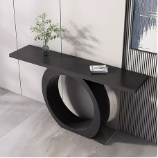 Generisch Stilvoller, moderner Konsolentisch für den Eingangsbereich - Einzigartige runde Marmorplatte und -Basis - 120 cm Durchmesser, Schwarz - Elegantes Möbelstück für Wohnzimmer und Wohnbereich