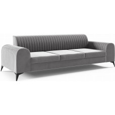 LIKMA Pilka 3 vietų aksomo sofa Elsa 234 x 77 x 93 cm 3 vietų sofos komplektas Hidrofobinė danga Velvetas Šiuolaikinė svetainės sofa Velūras Glamour dizainas Audinys Šviežias 14