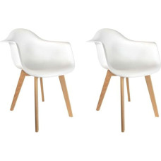The Home Deco Factory hd3092 Skandinaviškas fotelis - Lot de 2 Wood + PP White 62, 80 x 59, 80 x 85, 30 cm