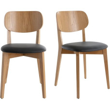 Miliboo Lucia Vintage Oak and Black Seat Chairs (Set of 2)