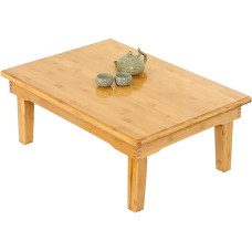 Japoniškas bambuko valgomojo stalas, sulankstomas žemas kavos staliukas, skirtas sėdėti ant grindų, sulankstomas Kotatsu stalas, ūkinio stiliaus meditacijos stalas (39,5 x 23,8 x 14,8 colio, natūralus)