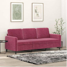 3-vietė sofa Sofa Lounge Sofa Minkšta sofa Relax Sofa Svetainės sofa Svečių sofa Relax Sofa Miegamojo kambario sofa Svečių kambario sofa Vyno raudona 180 cm Velvetas