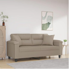 Dvivietė sofa su pagalvėle Dvigulė sofa Sofa Lounge Sofa Minkšta sofa Relax Sofa Svečių sofa Loveseat Sofa Svetainės miegamasis Svečių kambarys Taupe 140 cm Mikropluošto audinys