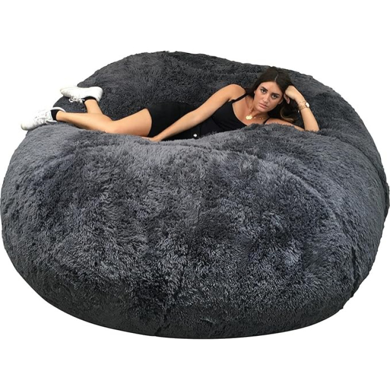 bananair - XXL Bean Bag with Filling for Adults - Ultra Soft and Comfortable with Foam Filling - Machine Washable Cover - Giant Bean Bag Chair, Sofa, Bed, Couch (200 cm, Grey)