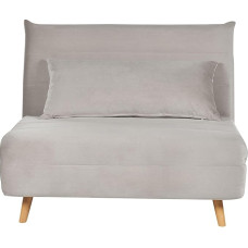 Beliani 1 Seater Sofa Bed Velvet Grey with Wooden Legs Cushion Adjustable Backrest Sets