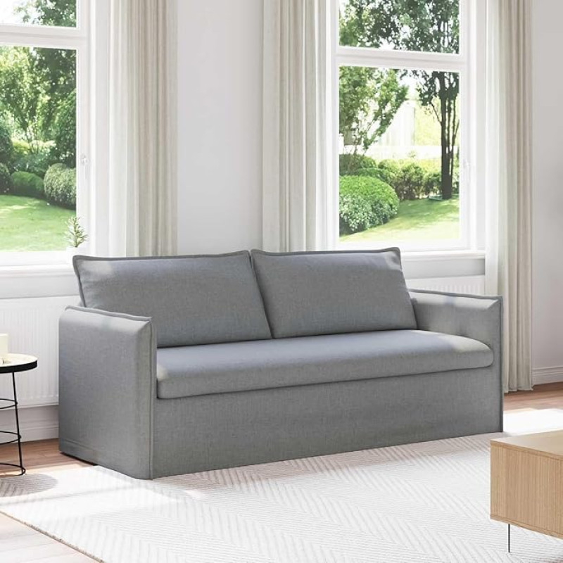 Šiuolaikinė sofa Ergonomiškas dizainas Patogi sėdimoji pagalvė Svetainės sofa Velvet šviesiai pilka 180 cm