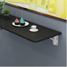 Wandmontierter Klapptisch für Kinder und Erwachsene, kleiner Raum, Werkbank für Büro, Zuhause, Küche, 119,4 x 40,6 cm, schwarzer Klapptisch