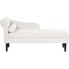 Beliani Chaise Longue Left Audinys Kreminis baltas dygsniuotas su pagalvėle Medinės kojos Modern Yvoire