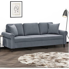 3-vietė sofa su dekoratyvine pagalvėle Sofa Sofa Lounge sofa Minkšta sofa Poilsio sofa Svečių sofa Dvigulė sofa svetainei Miegamojo kambarys Svečių kambarys Tamsiai pilka 180 cm Velvetas