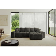 ALTDECOR Kampinė sofa su miego funkcija ir lovos dėže Kampinė sofa-lova L formos sofa-lova Išskleidžiama gyvenamasis peizažas ENIL-L 297 x 189 x 68 cm Juoda
