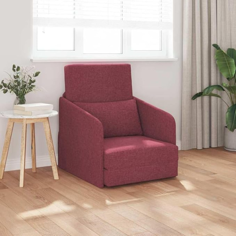 Sofa lova Vyno raudona 65 x 80 x 83 cm 2-in-1 dizainas kaip fotelis ir lova Patogi grindų sofa su nuimamais užvalkalais Modernūs svetainės baldai mažoms erdvėms