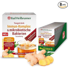 Bad Heilbrunner Organic Immune Complex & Microbiotic Bacteria - Tea Sticks - Soothing Tea Drink with Herbs and Ginger Extract - Slightly Spicy Aroma (8 x 10 Tea Sticks)