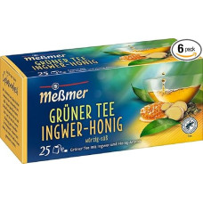 Meßmer Green Tea Ginger Honey | 25 Tea Bags | Vegan | Gluten Free | Lactose Free