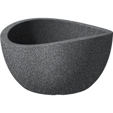 Scheurich Wave Globe Bowl, apvalus plastikinis vazonas, juodas granitas, 40 cm skersmuo, 21 cm aukštis, 12 litrų talpa.