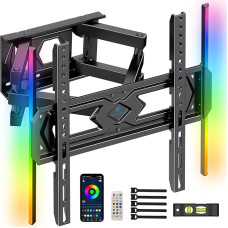 PERLESMITH TV Wandhalterung, LED-Hintergrundbeleleuchtung mit Musik-Synchronisation, Wandhalterung Fernseher für 26-70 Zoll Fernseher bis zu 45kg, Schwenkbare Neigbare TV Halterung max.VESA 400x400mm