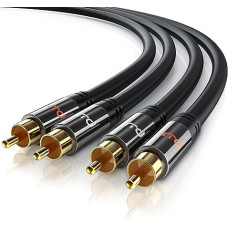 RCA garso kabelis - 5 m - pagalbinių įėjimų garso 2x RCA vyriškas į 2x RCA vyriškas - metalinis kištukas - dvigubas ekranavimas - koaksialinis kabelis, tinkamas stiprintuvams, stereofoniniams imtuvams, HiFi sistemoms