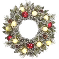 Black Box Trees Kaprun Christmas Wreath with LED Lighting Warm White Diameter 45 cm Frosted Green Red