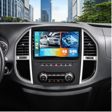CAMECHO 4G+64G Android 15 Autoradio für Mercedes Benz Vito 3 W447 (2014-2020) mit Navi Carplay Android Auto, Doppel Din mit 10 Zoll Bildschirm mit Bluetooth5.0 RDS/FM MirrorLink+Rückfahrkamera
