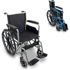 Mobiclinic, Marsella Folding Wheelchair, Quick Release Castors at the Push of a Button, Robust, Seat Width 46 cm, Folding Footrest and Armrests, Brake Lever, Tyres 24 Inch, for Disabled People