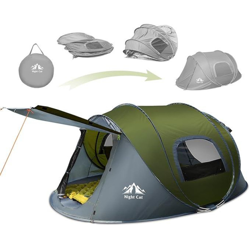Night Cat Wurfzelt 2 4 Personen Wasserdicht: Kempingas Zelt für Lauko sportas Picknick Wandern Reisen