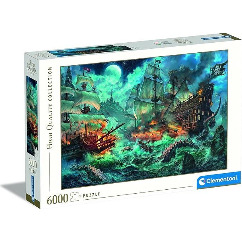 Clementoni - 36530 Collection Dėlionė - Piratų mūšis - Dėlionė 6000 detalių nuo 14 metų, Dėlionė suaugusiems su paslėptais daiktais, sudėtingas įgūdžių žaidimas visai šeimai