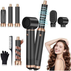 Plaukų stiliatorius 5 in 1, Airstyler Haarstyler Set 1000W, Multifunktionaler Hairstyler mit 5 Ersatz, Lockenstab Automatisch, Glätteisen, Zum Styling, Volumisieren, Locken und Glätten