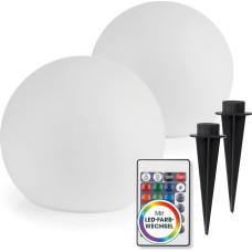 EASYmaxx LED saulės šviesos kamuolys 20 cm | 2 x saulės žibintai - atmosferinis spalvų keitimas, gražūs šviesos efektai lauke ir lauke | Saulės šviesos, įskaitant nuotolinio valdymo pultą | Saulės šviesos LED + 5 šviesos režimai