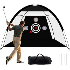 TTCB Sports 10 x 7 pėdų golfo tinklas, golfo treniruočių tinklas, lauko, uždarų patalpų smiginio mokymas, golfo tinklas, golfo treniruočių tinklas dovanoms, golfo reikmenys, treniruočių tinklas su smūgio kilimėliu, kamuoliukais, arbata, smūgio korektorium